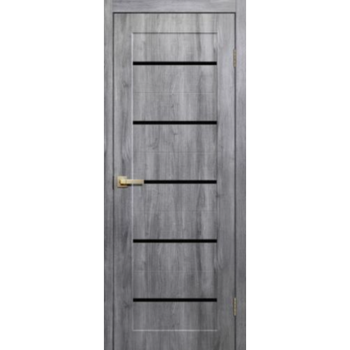 Дверь межкомнатная ламинированная Сибирь Профиль Skin Doors S01 Дуб стоунвуд, стекло черное